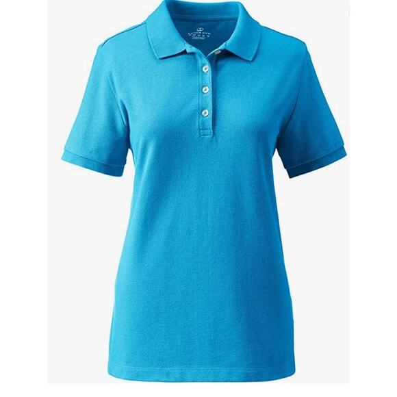 Lands End Womes Top Size 2X Polo Short Sleeve Turquois Cotton Pique 4 Button NEW - Picture 1 of 1